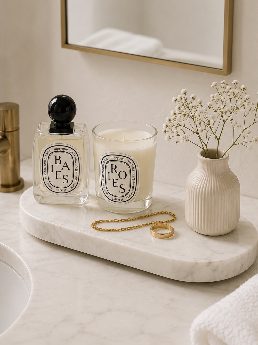 H&M White Marble Vanity Tray Soap Dish Jewelry Tray Bathroom Decor